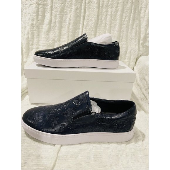 NWT Robert Graham Rider Navy Embossed Leather Slip-On Sneaker - Picture 10 of 10